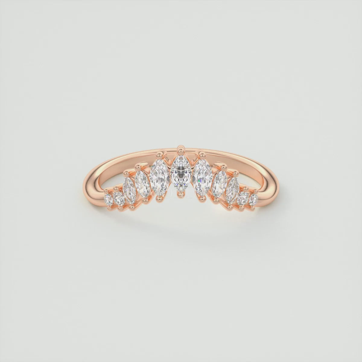 Valencia Marquise Chevron Wedding Band - Lab Grown or Natural Diamond