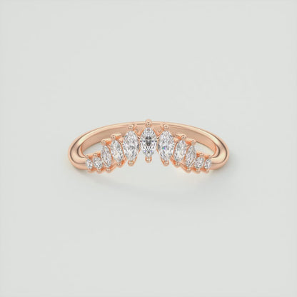 Valencia Marquise Chevron Wedding Band - Lab Grown or Natural Diamond