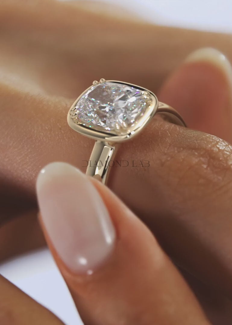 Taylor Grande – Lab Diamond Cushion Bezel Engagement Ring