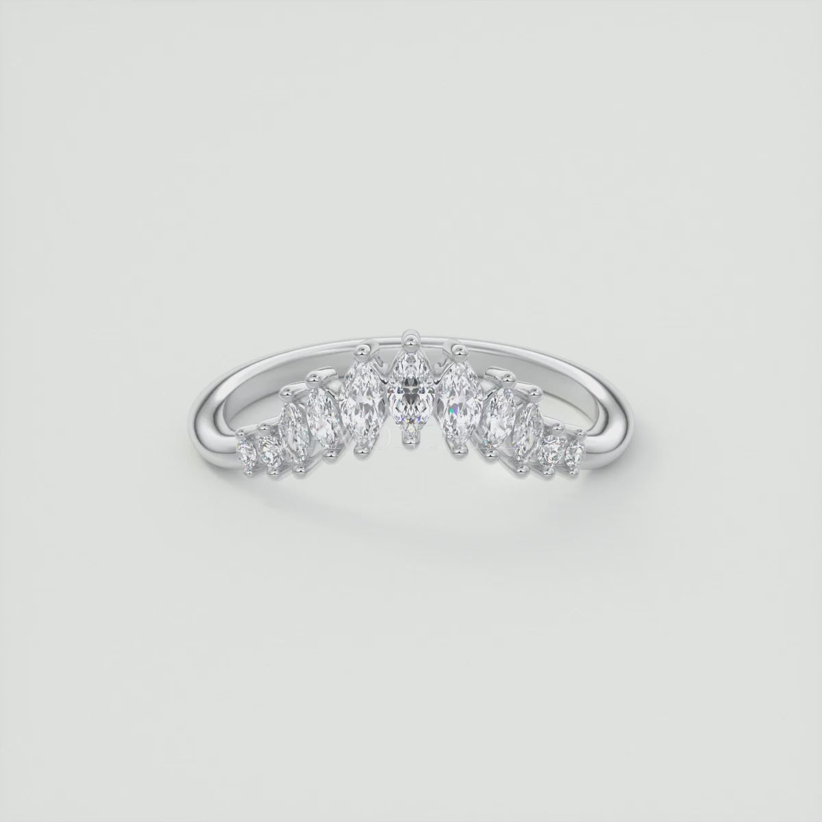 Valencia Marquise Chevron Wedding Band - Lab Grown or Natural Diamond