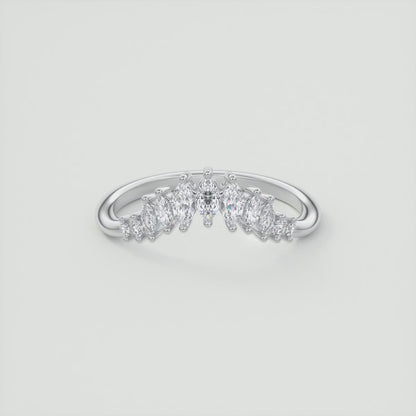 Valencia Marquise Chevron Wedding Band - Lab Grown or Natural Diamond