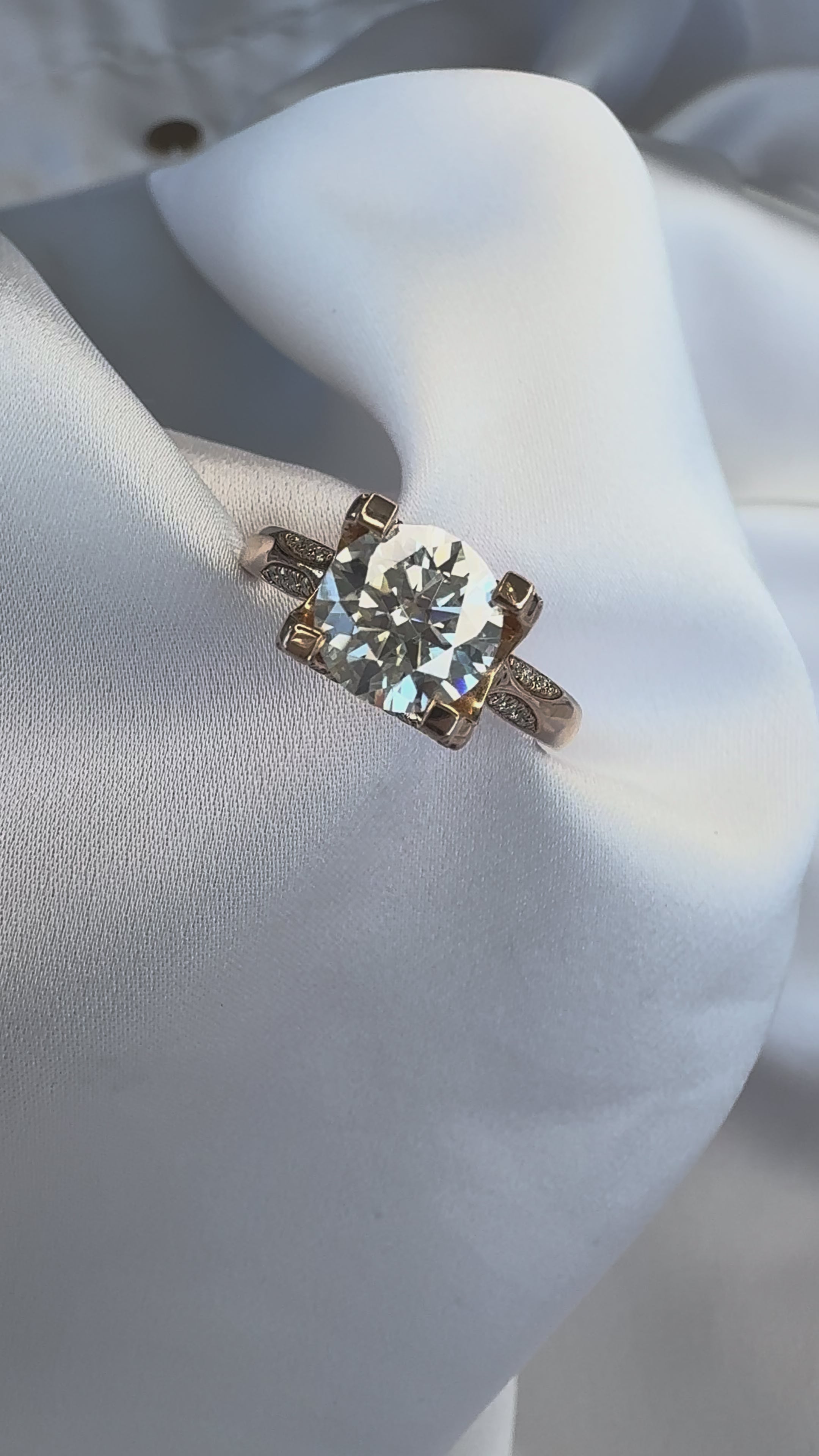 Rose Gold Round Moissanite Engagement Ring – 2.00ct | 14K Tapered Band