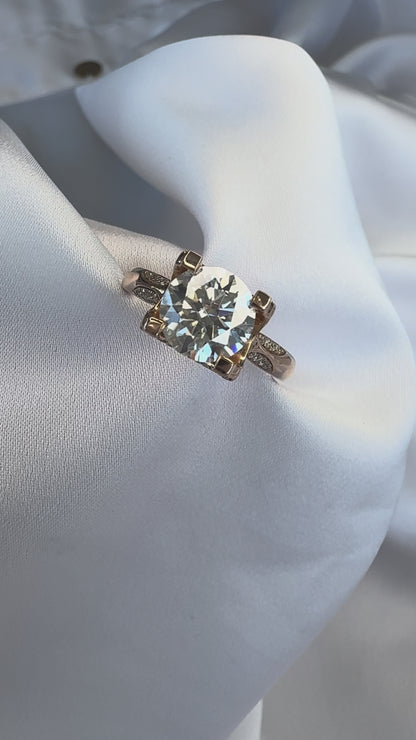 Rose Gold Round Moissanite Engagement Ring – 2.00ct | 14K Tapered Band