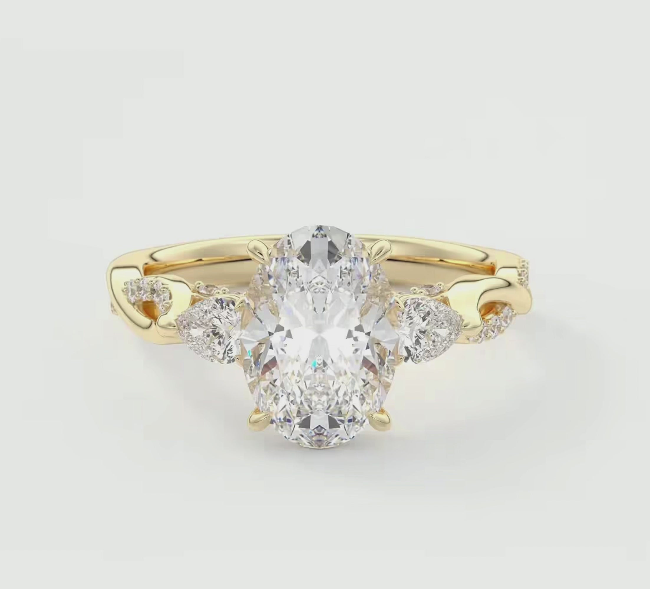 Florielle Trilogy Oval Cathedral Pave Engagement Ring