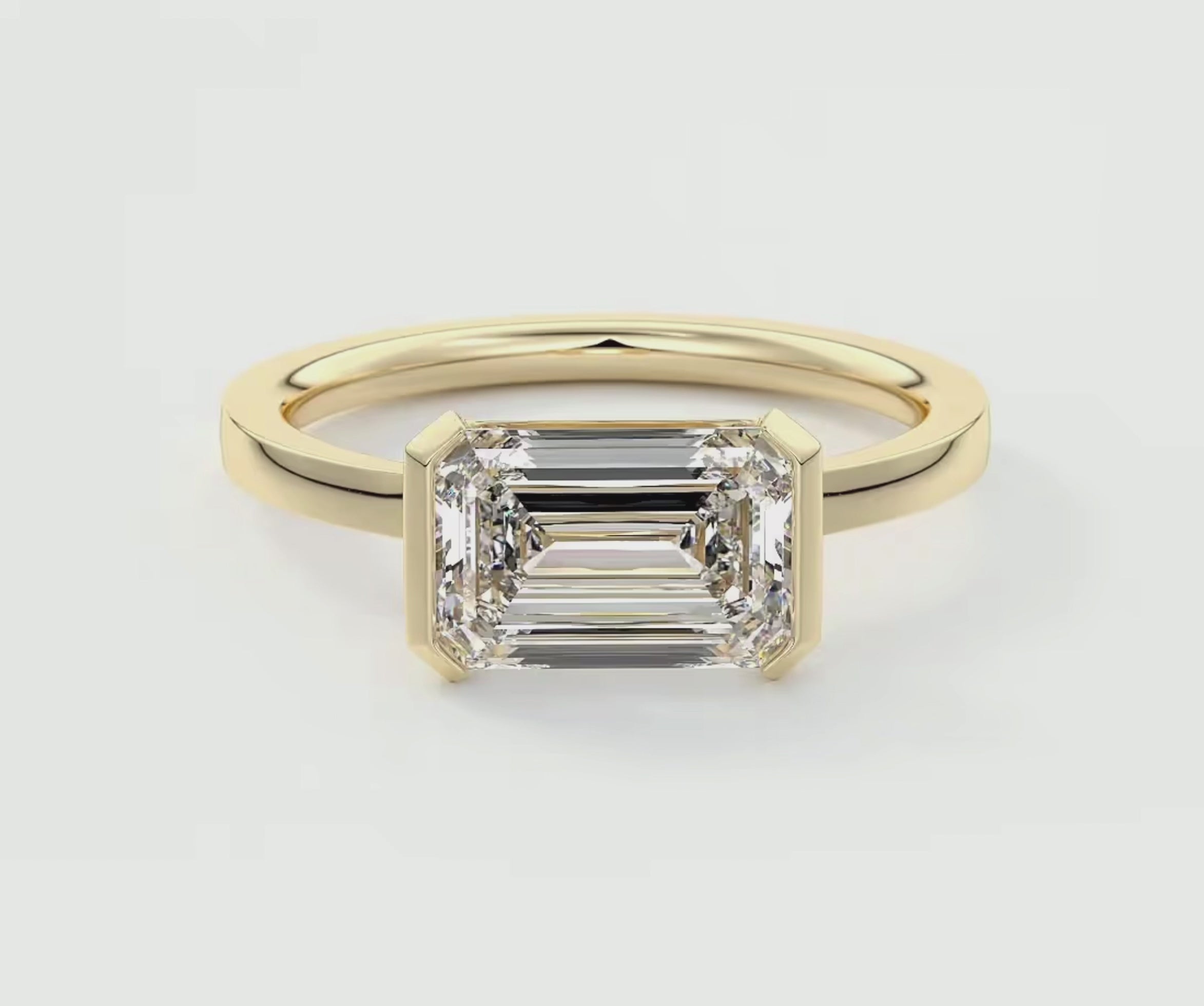 Alosta Emerald Half Bezel Engagement Ring