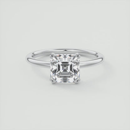 Aura Glide Asscher Double Prong Solitaire Ring – Lab Diamond or Moissanite