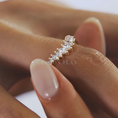 Valencia Marquise Chevron Wedding Band - Lab Grown or Natural Diamond