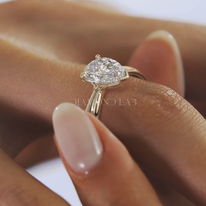 Elysian Tapered Pear Solitaire Ring – Lab Diamond or Moissanite
