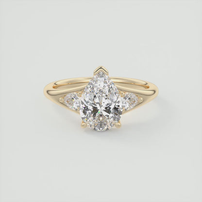 Solena Pear Three-Stone Split Shank Engagement Ring