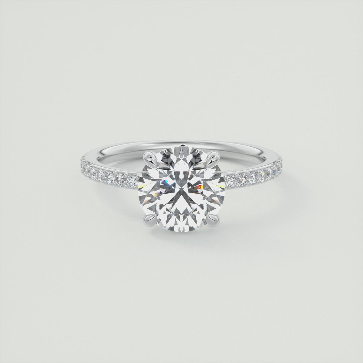 Liora Round Pavé Engagement Ring – Lab Diamond or Moissanite