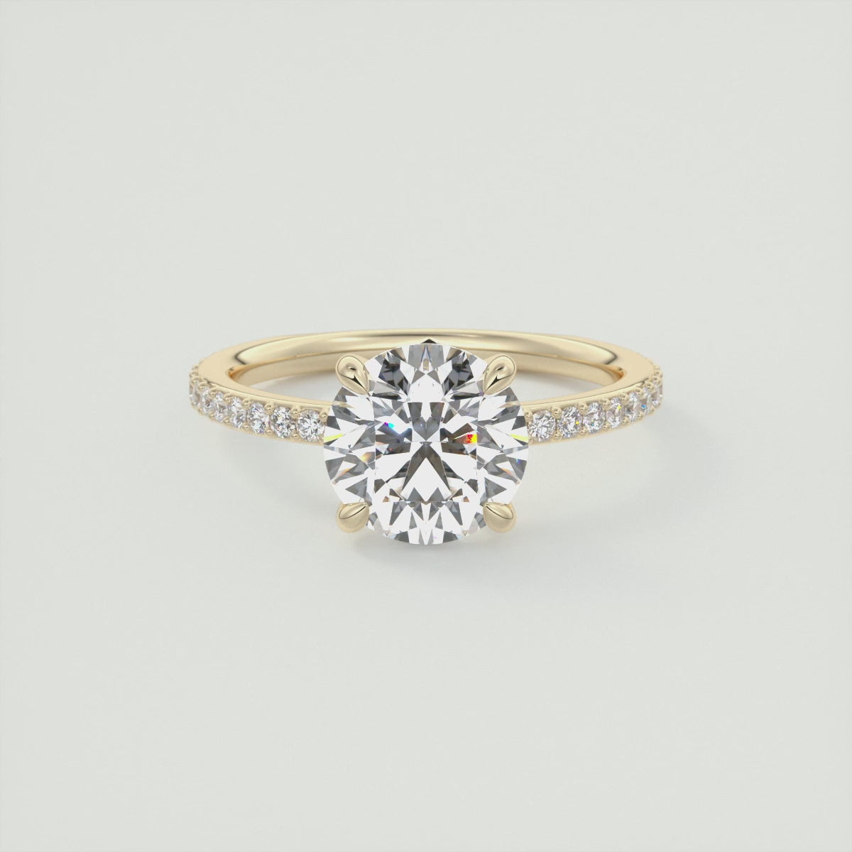 Load video: Liora Round Pavé Engagement Ring – Lab Diamond or Moissanite