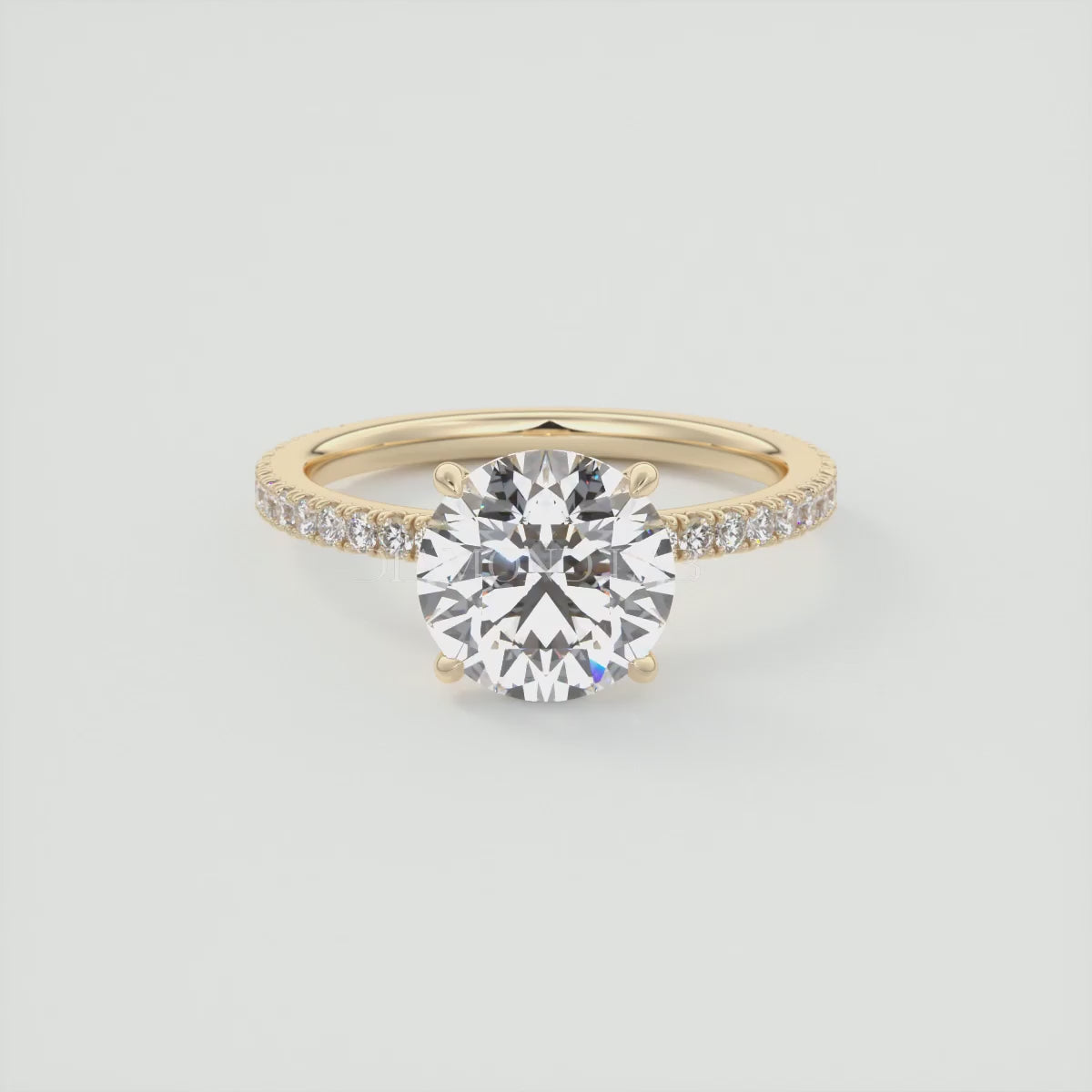 Load video: Isolde Pavé Round Brilliant Solitaire Ring
