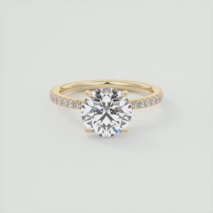 Isolde Pavé Round Brilliant Solitaire Ring