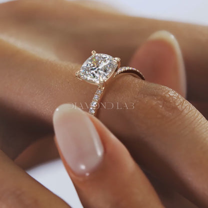 Isolde Cushion Pavé Solitaire Ring