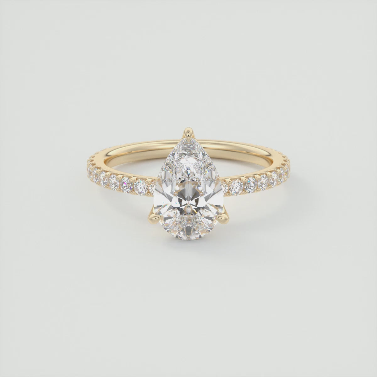 Load video: Elara Pear Pavé Engagement Ring – Lab Diamond or Moissanite