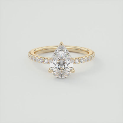 Elara Pear Pavé Engagement Ring – Lab Diamond or Moissanite