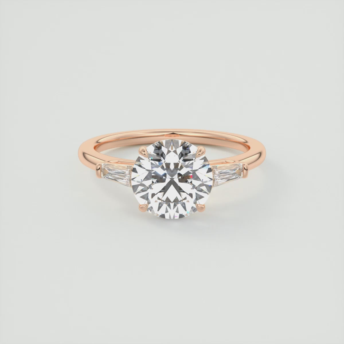 Seraphine Round Three-Stone Engagement Ring – Lab Diamond or Moissanite