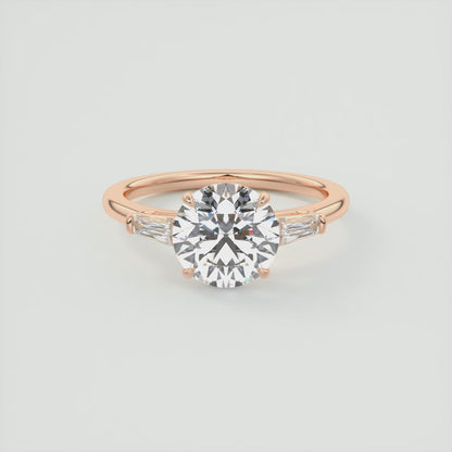 Seraphine Round Three-Stone Engagement Ring – Lab Diamond or Moissanite