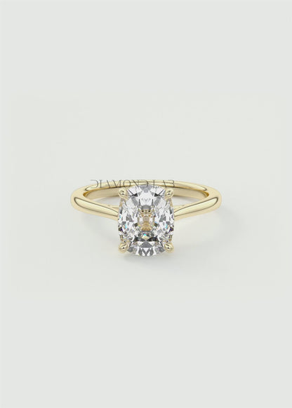 Lumia Elongated Cushion Cathedral Engagement Ring – Lab Diamond or Moissanite