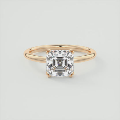 Aura Glide Asscher Double Prong Solitaire Ring – Lab Diamond or Moissanite