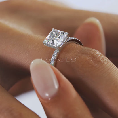 Isolde Asscher Pavé Solitaire Ring