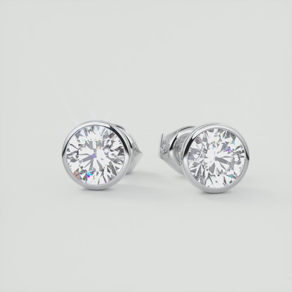 Timeless Round Bezel Stud Earrings | Lab Diamond or Moissanite