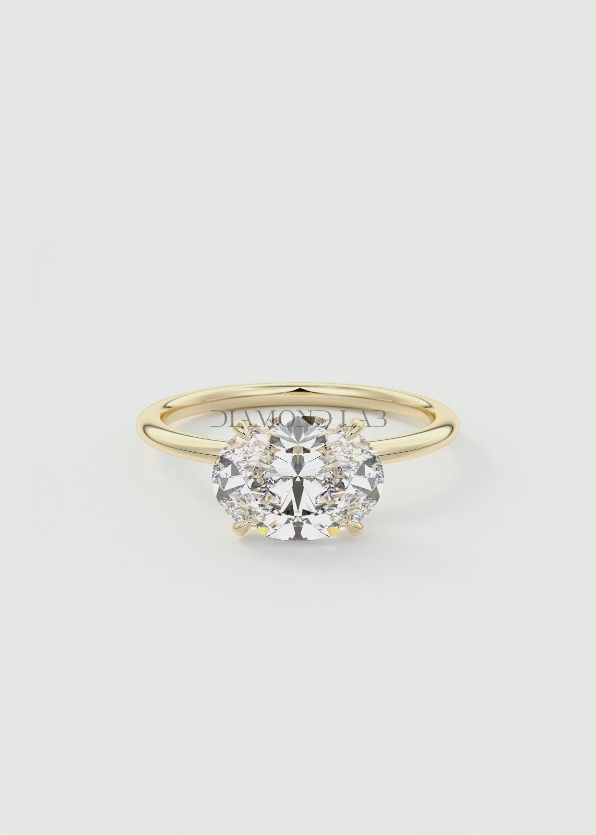 Luna East-West Oval Lab Diamond or Moissanite Engagement Ring