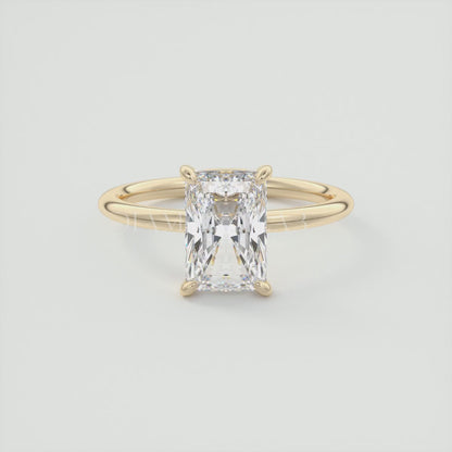 Elysian Radiant Solitaire Ring – Timeless Elegance with Lab Diamond or Moissanite