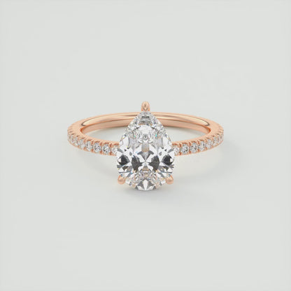 Isolde Pear Pavé Solitaire Engagement Ring
