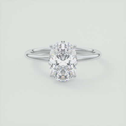 Aura Glide Oval Solitaire Ring – Lab Diamond or Moissanite, Ultra-Low Profile Design