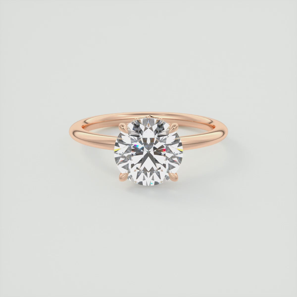 Aurora Round Hidden Halo Ring – Lab Diamond or Moissanite