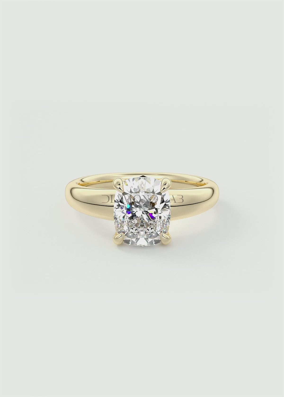 Aura Tapered Elongated Cushion Solitaire Engagement Ring – Lab Diamond or Moissanite