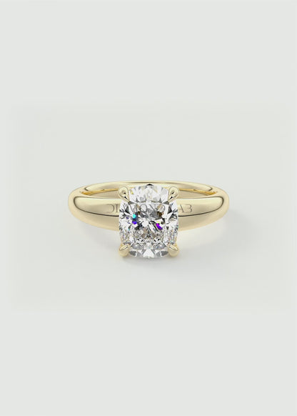Aura Tapered Elongated Cushion Solitaire Engagement Ring – Lab Diamond or Moissanite