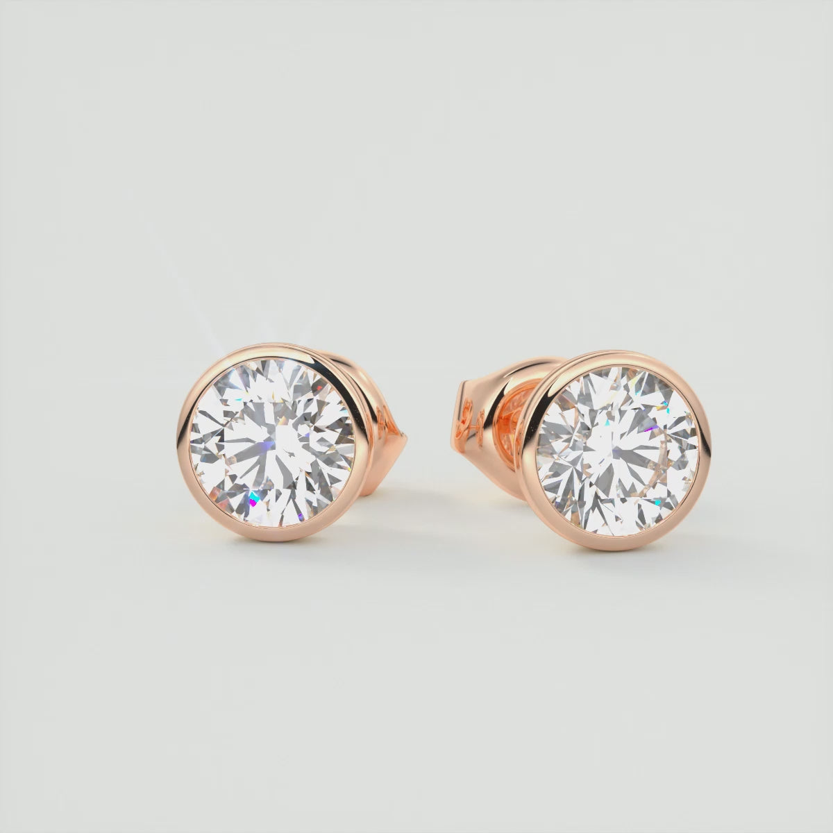 Timeless Round Bezel Stud Earrings | Lab Diamond or Moissanite