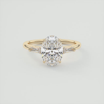 Seraphine Oval Three-Stone Engagement Ring – Lab Diamond or Moissanite