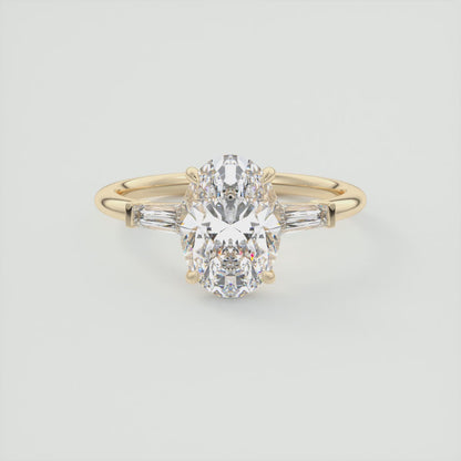 Elysian Oval Three-Stone Engagement Ring – Lab Diamond or Moissanite