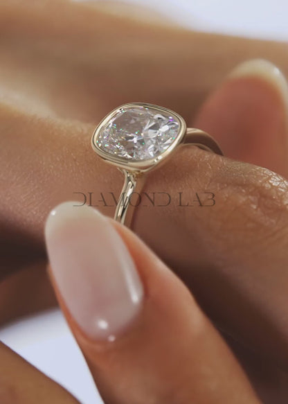 Veda Elongated Cushion Engagement Ring - Lab Diamond or Moissanite