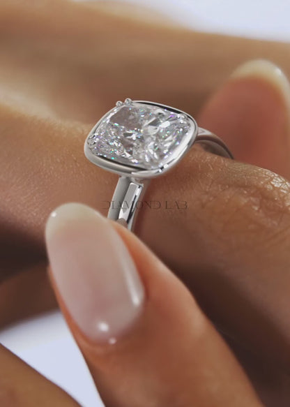Taylor Grande – Lab Diamond Cushion Bezel Engagement Ring