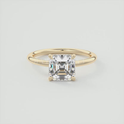 Elysian Asscher Solitaire Ring – Timeless Elegance with Lab Diamond or Moissanite