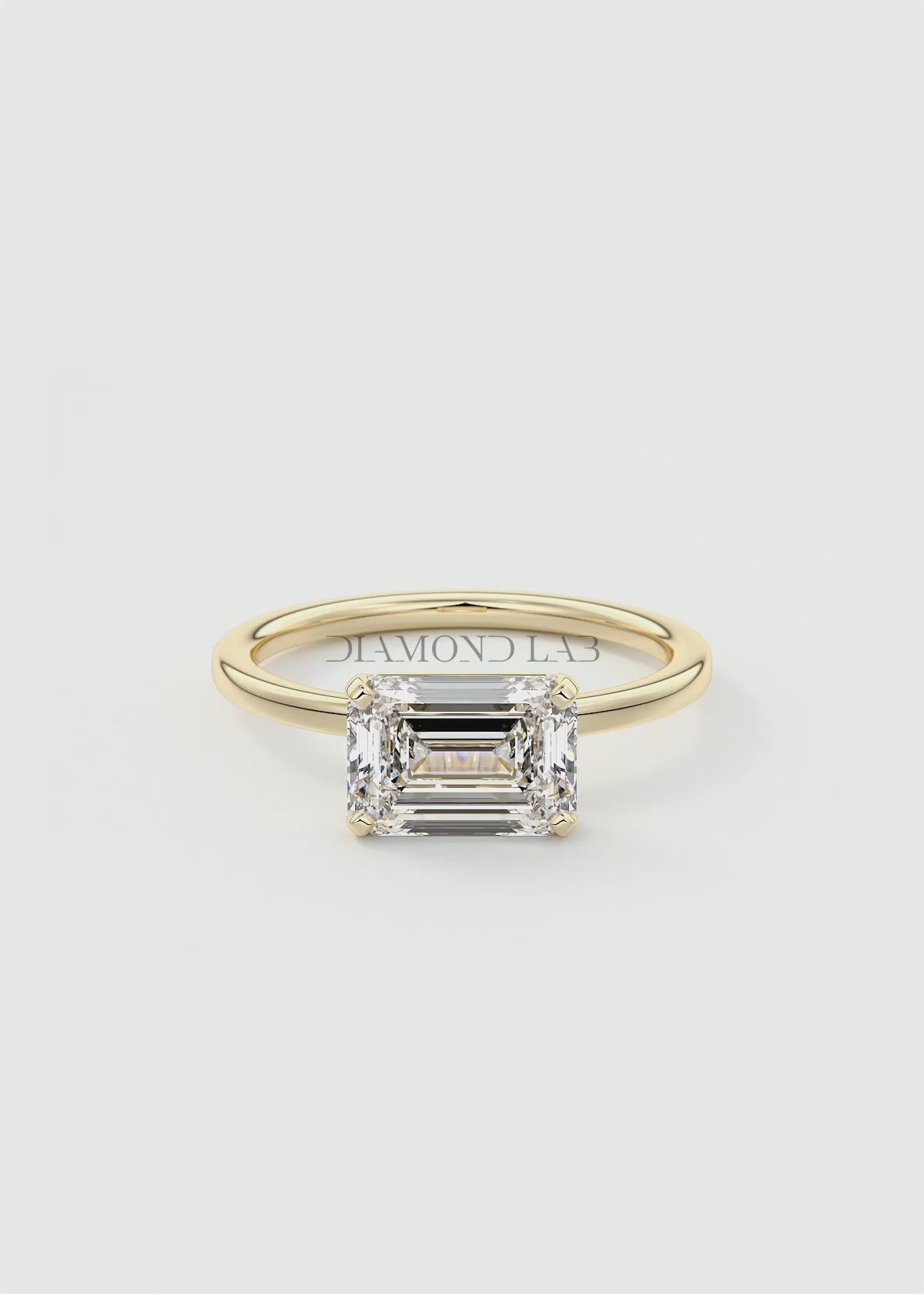 Luna East-West Emerald Lab Diamond or Moissanite Engagement Ring