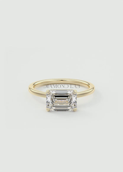 Luna East-West Emerald Lab Diamond or Moissanite Engagement Ring