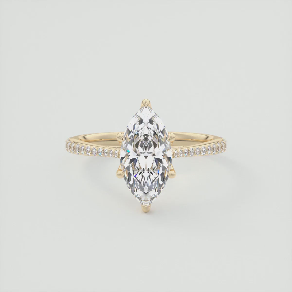 Load video: Solenne Marquise Pavé Cathedral Solitaire Ring