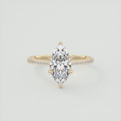 Solenne Marquise Pavé Cathedral Solitaire Ring