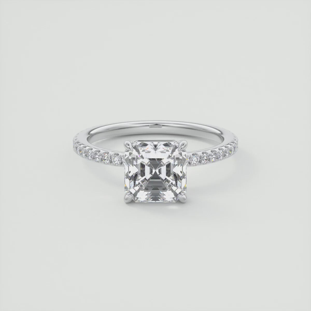 Load video: Isolde Asscher Pavé Solitaire Ring