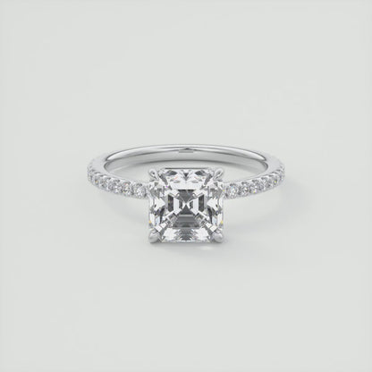 Isolde Asscher Pavé Solitaire Ring