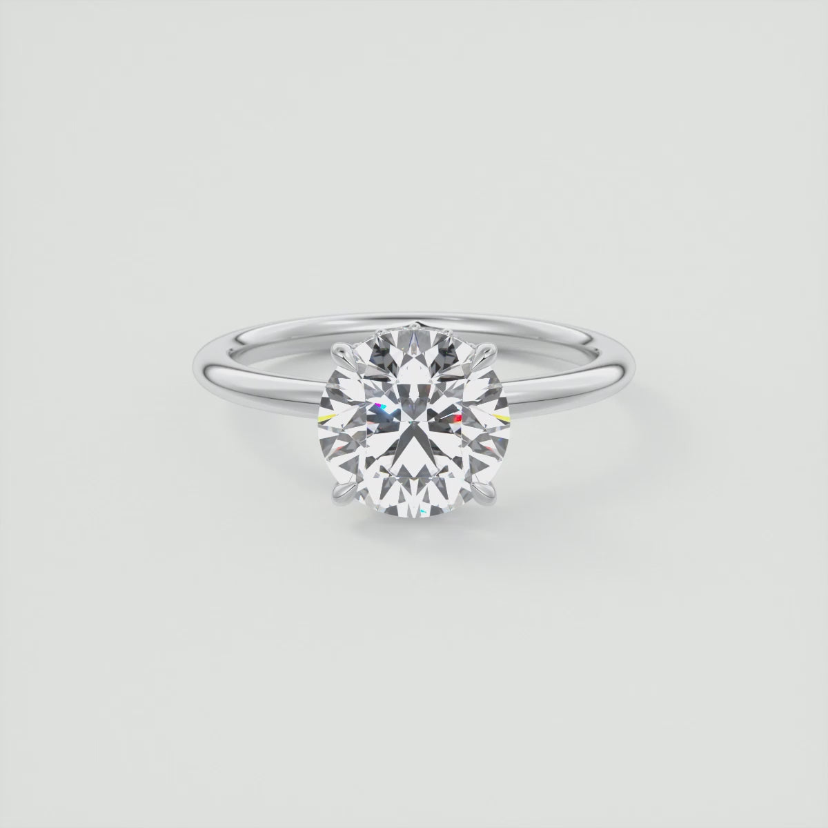 Aurora Round Hidden Halo Ring – Lab Diamond or Moissanite