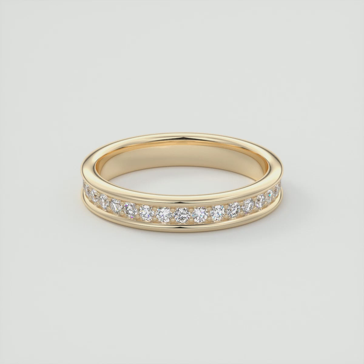 Load video: Cressida Channel-Set Wedding Band – Lab-Grown or Natural Diamonds