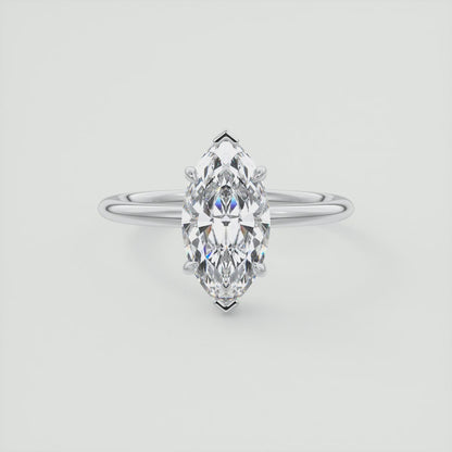 Aurora Marquise Hidden Halo Ring – Lab Diamond or Moissanite