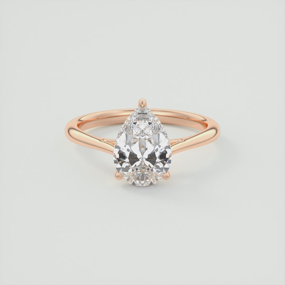 Lumia Pear Cathedral Solitaire Ring – Lab Diamond or Moissanite