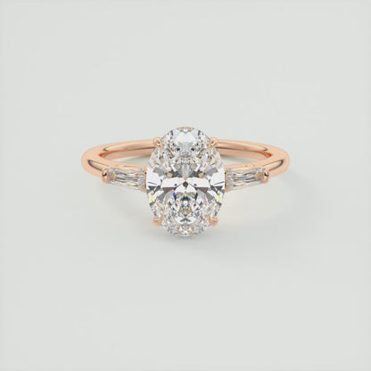 Seraphine Oval Three-Stone Engagement Ring – Lab Diamond or Moissanite